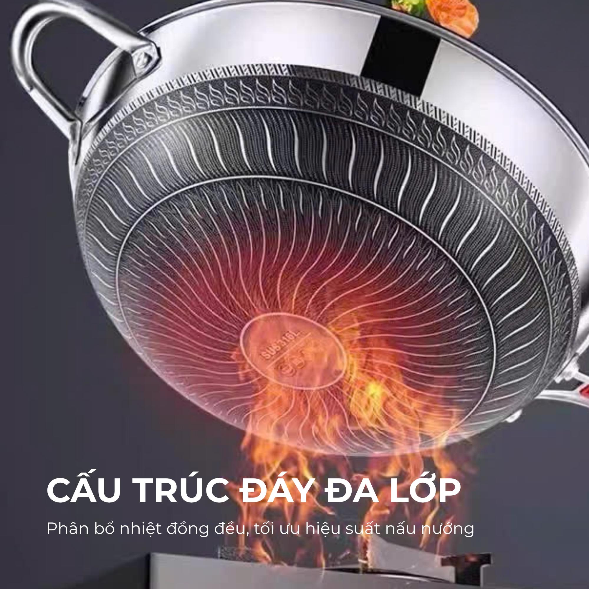 Chảo Sâu Lòng Hybrid Toss Wok Perfection by M, Inox 316 Cao Cấp, Chống Dính 2 Mặt, Chống Xước Đỉnh Cao - Ảnh 4