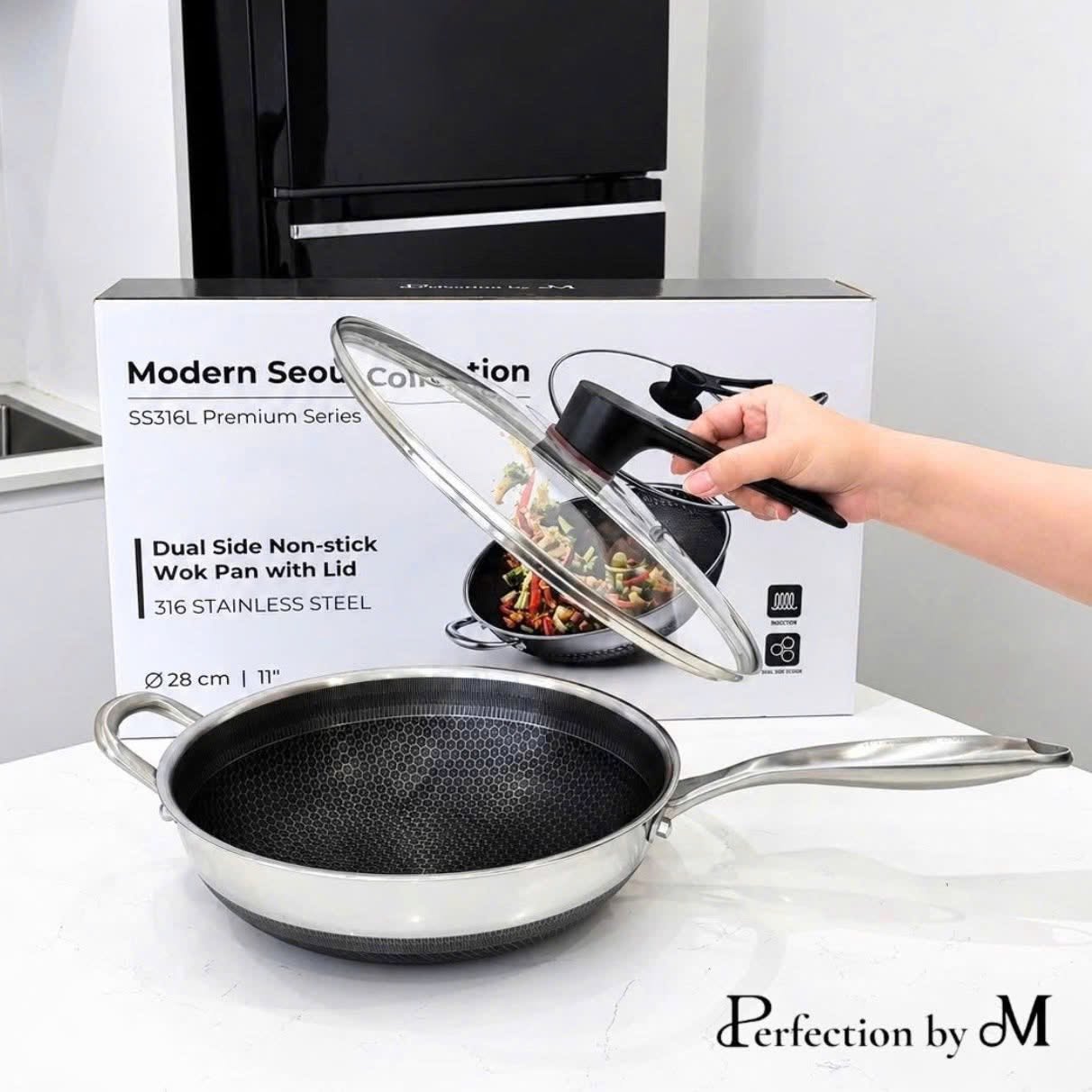 Chảo Sâu Lòng Hybrid Toss Wok Perfection by M, Inox 316 Cao Cấp, Chống Dính 2 Mặt, Chống Xước Đỉnh Cao - Ảnh 3
