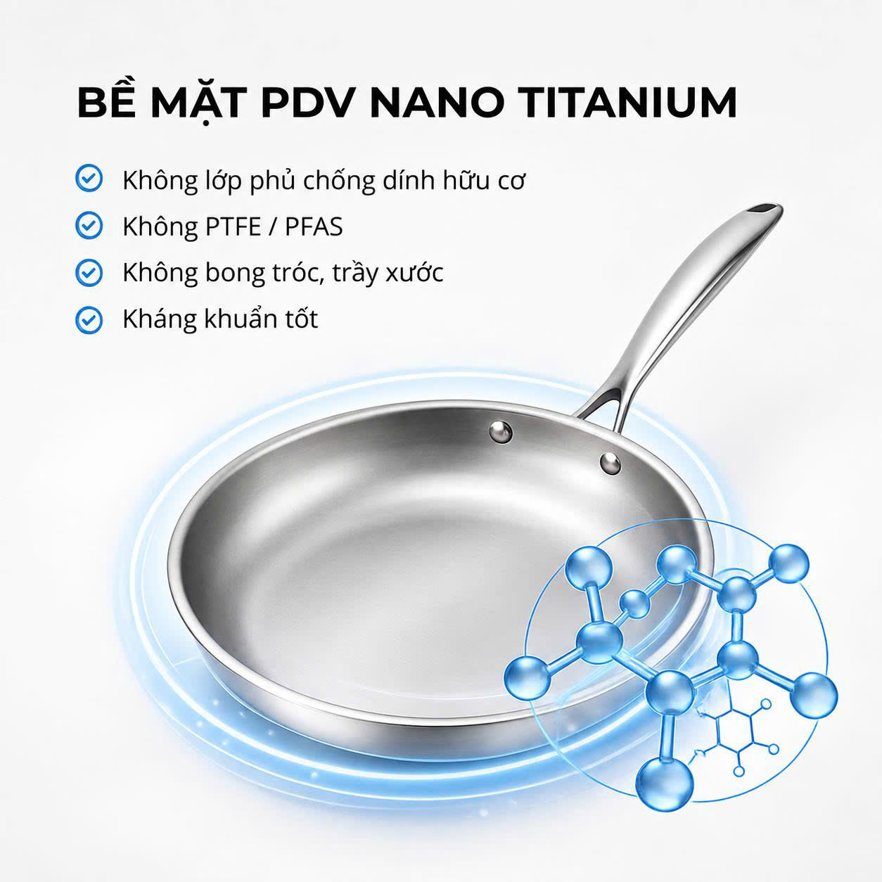 Chảo chống dính Nano Titanium SS304 Perfection by M 22cm, 24cm, 26cm - Ảnh 4